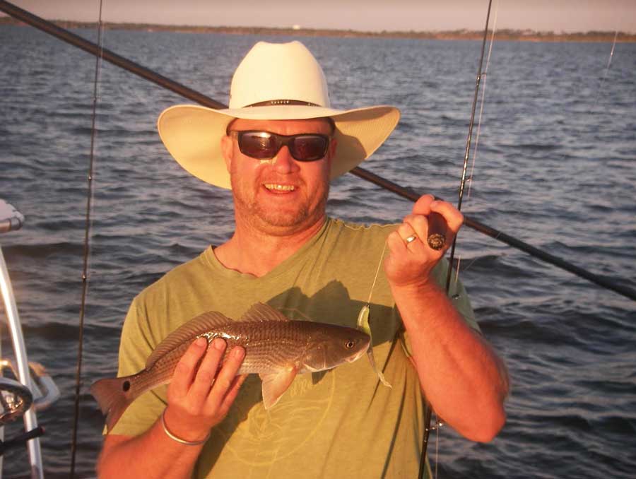 One of a few redfish caught on the Mosquito Lagoon on a day when the fishing were there, but not biting much.